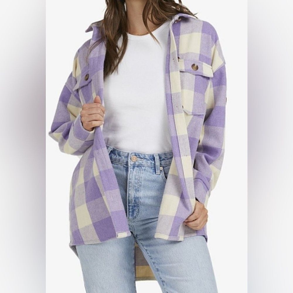 Wild fable periwinkle and white plaid oversized jacket size xs